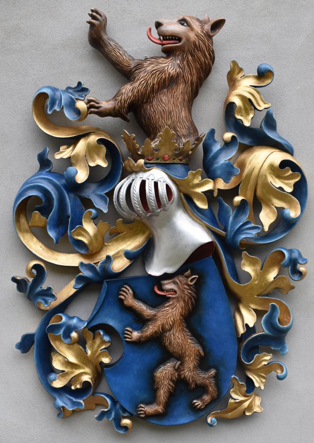 Erb rodu Záborských z Brloha. Handgeschnitzte Wappen. Hand carved Coat of arms.